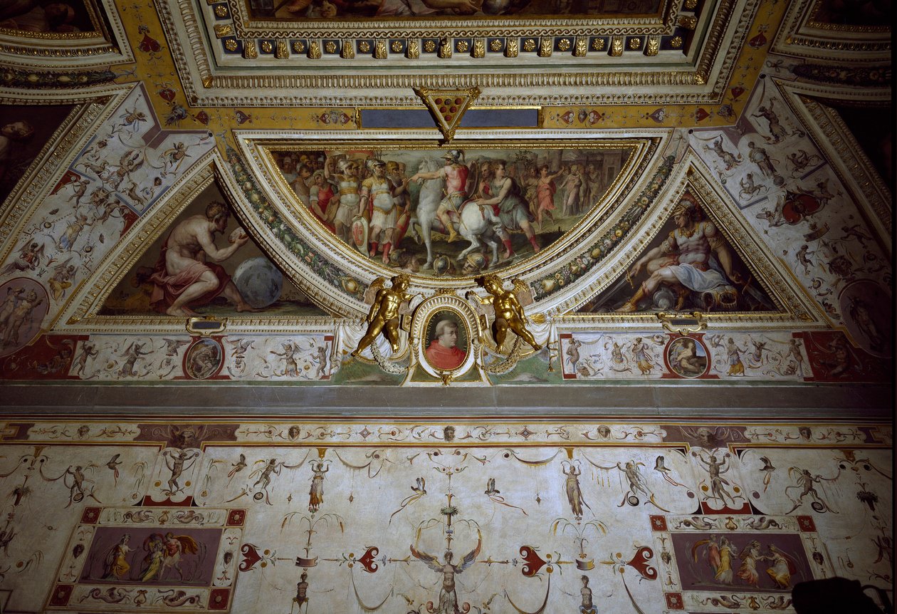 Detalhe do quarto de Lorenzo il Magnifico representando a batalha de Sarzana (fresco de Giorgio Vasari