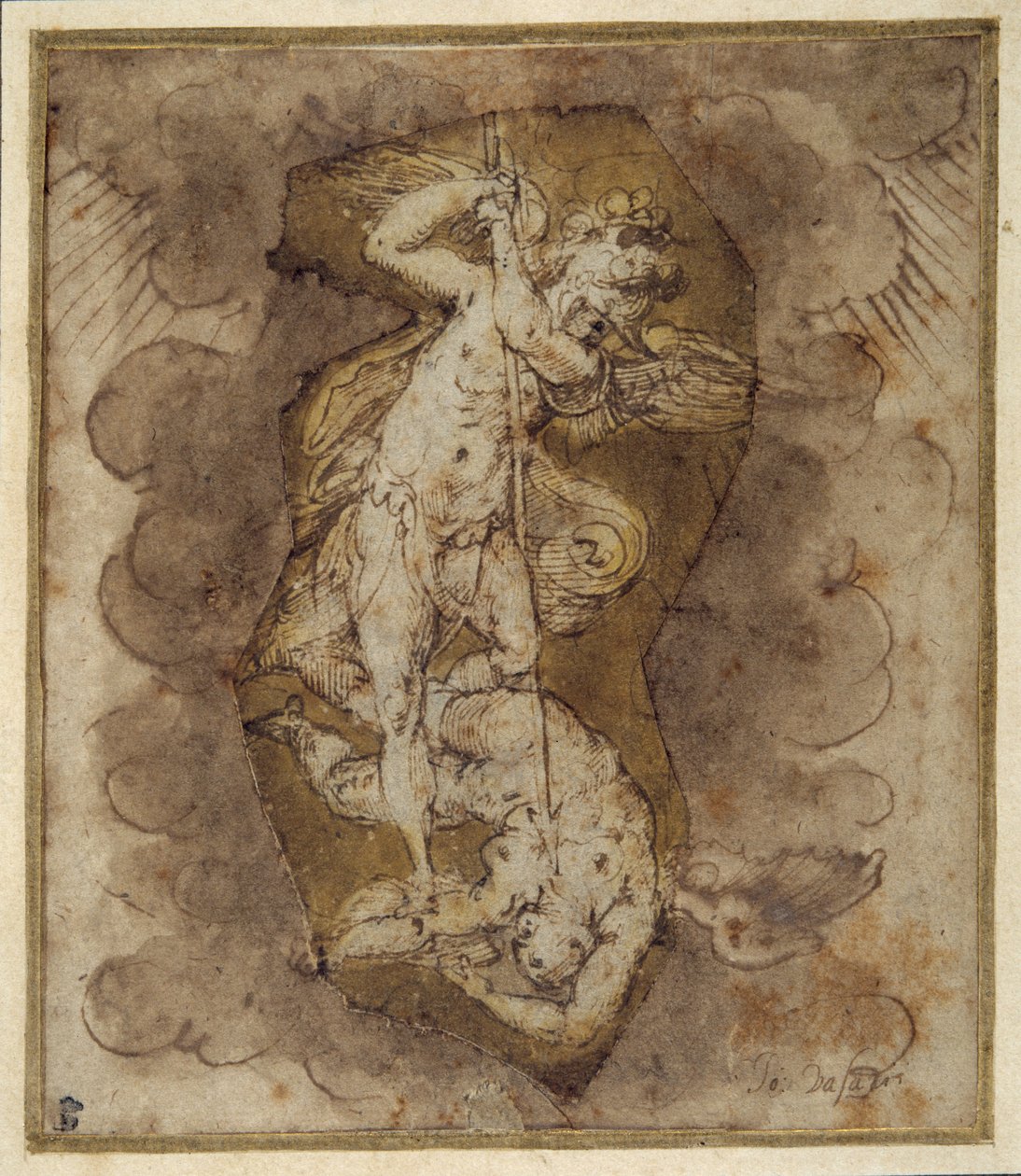 Desenho para os anjos da abóbada de São Miguel, c.1511-74 (pena, tinta e aguada) de Giorgio Vasari