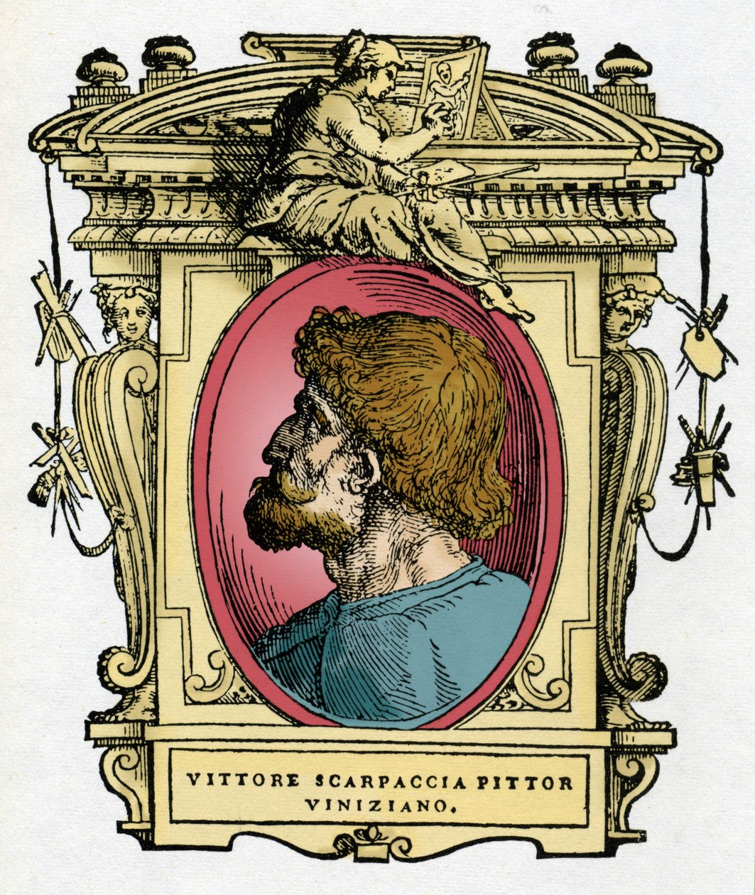 Retrato de Vittore Carpaccio (1460-1526) Pintor veneziano. Gravura do deleite "" Vive dos mais excelentes pintores, escultores e arquitetos "" (Le Vite de