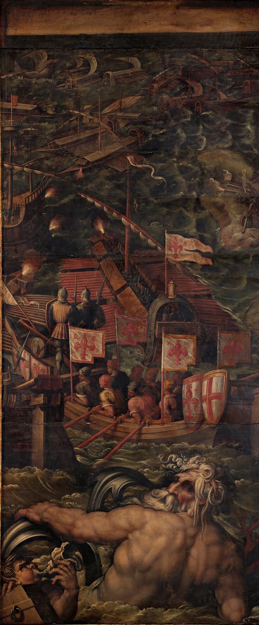 Batalha marítima entre florentinos e pisanos, 1563-1565 de Giorgio Vasari