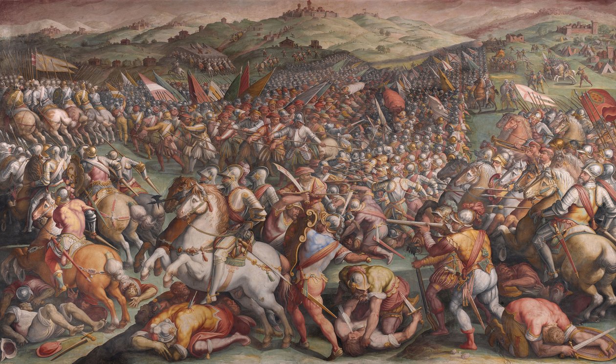A Batalha de Marciano em Val di Chiana, 1570-1571 de Giorgio Vasari
