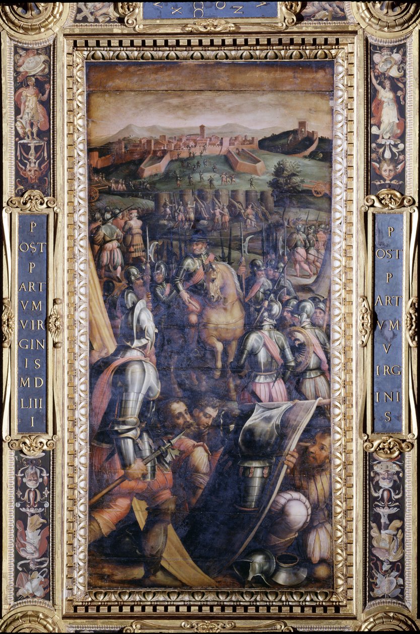 A captura de Casole do teto do Salone dei Cinquecento, 1565 (painel) de Giorgio Vasari