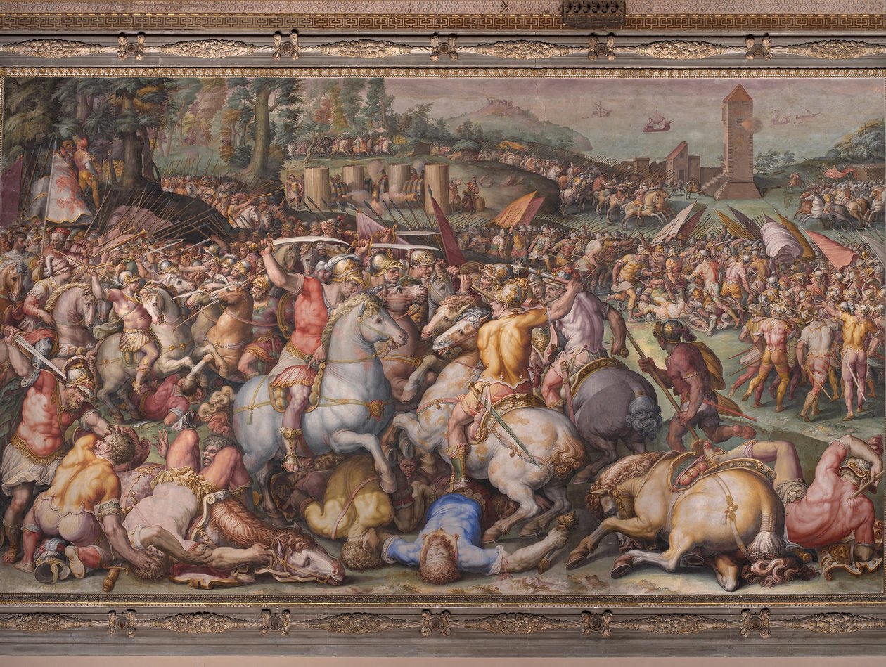 A derrota dos pisanos na torre de San Vincenzo, a partir do Salone dei Cinquecento, 1569 de Giorgio Vasari