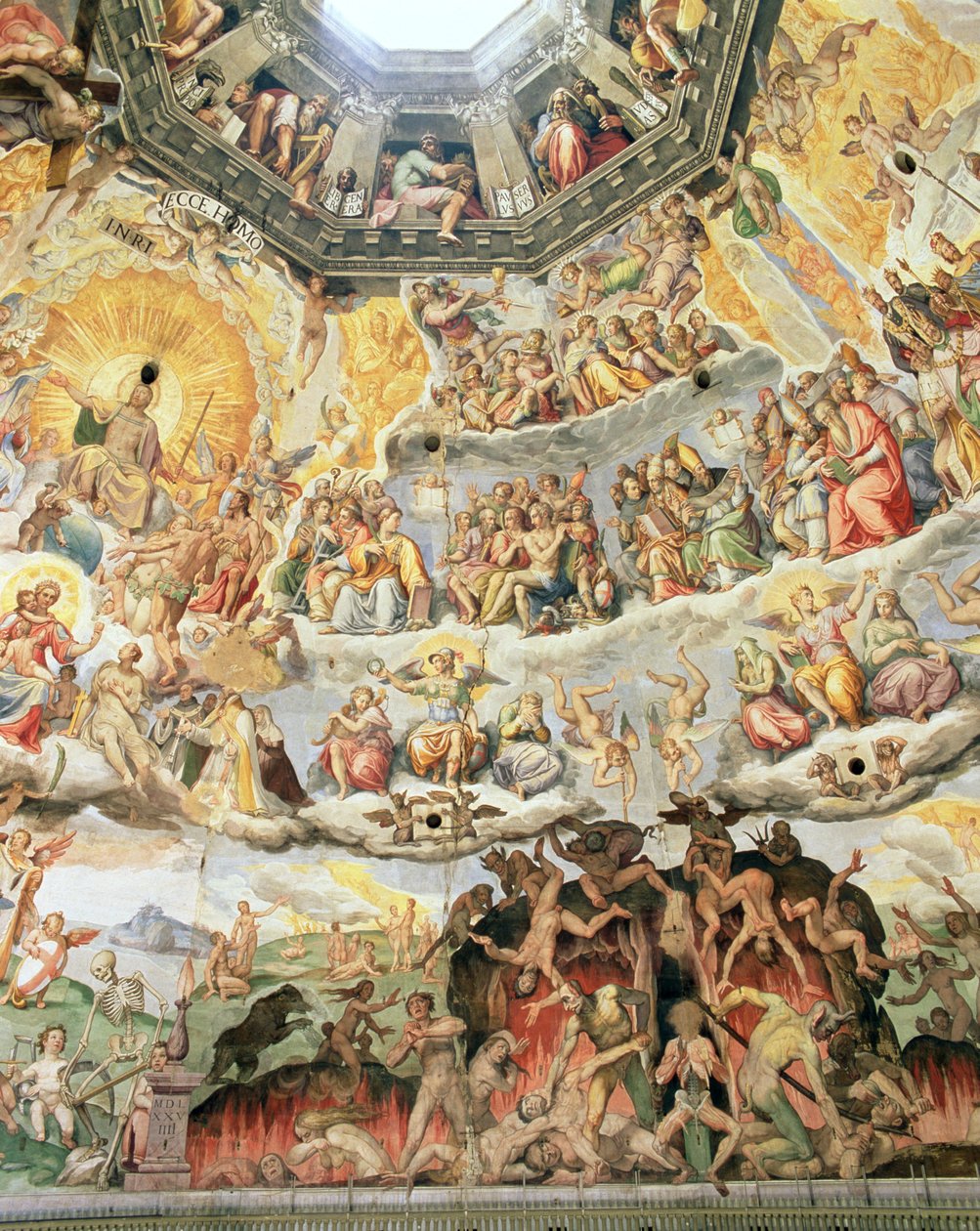 O último julgamento, detalhe da cúpula do Duomo, 1572-79 de Giorgio Vasari
