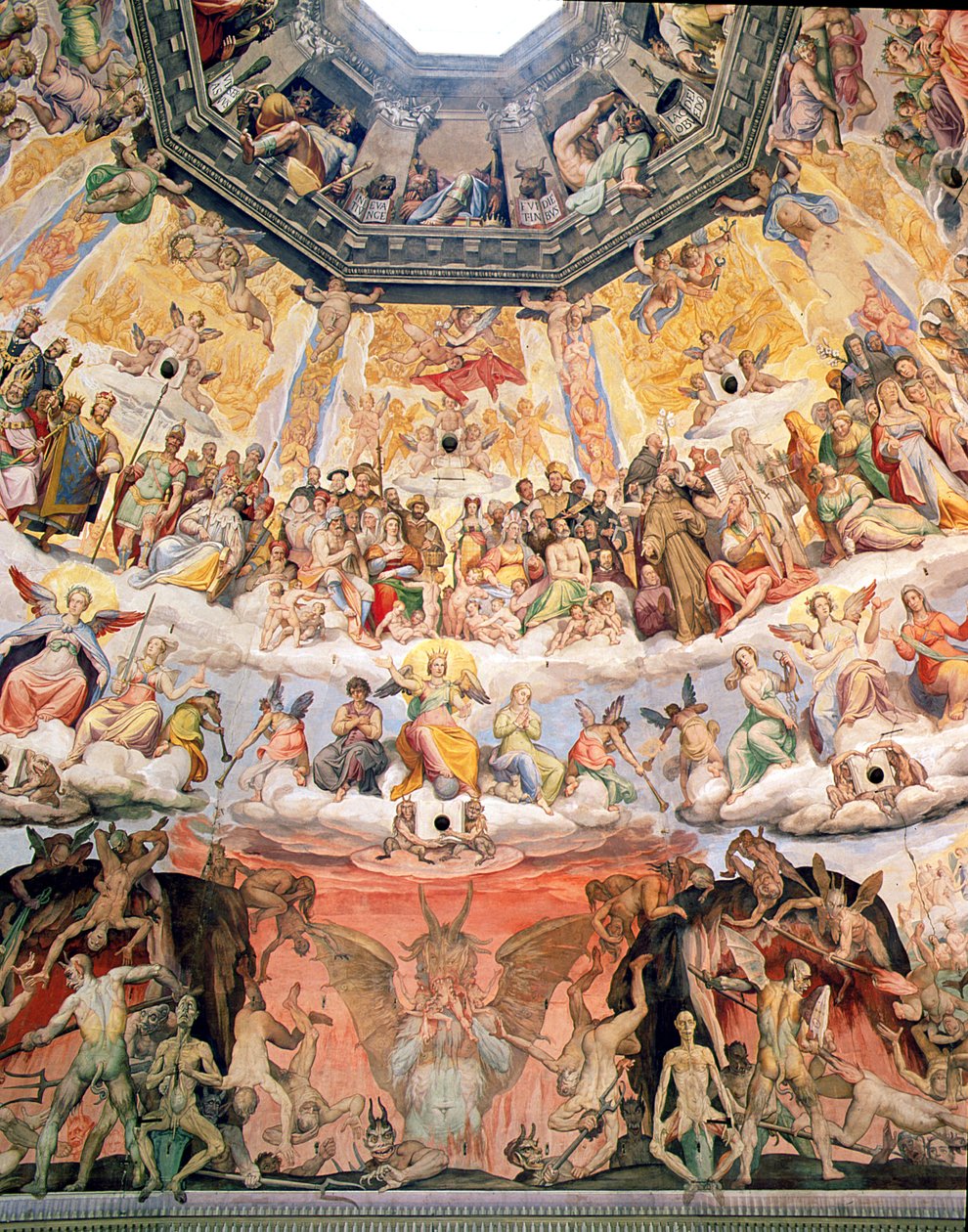 O último julgamento, detalhe da cúpula do Duomo, 1572-79 de Giorgio Vasari