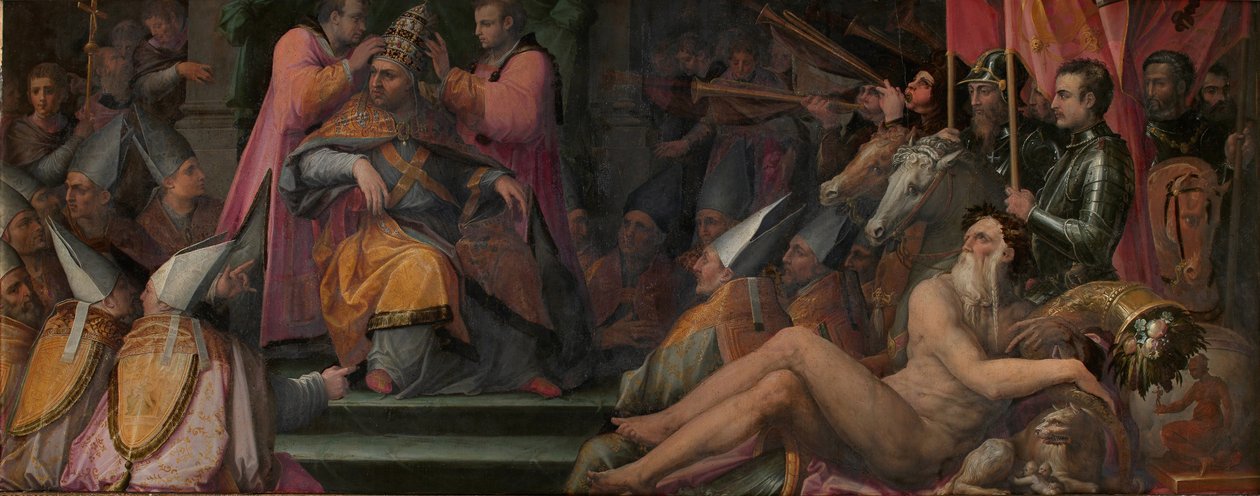 A eleição de Giovanni de Medici para o papado, 1555-1562 de Giorgio Vasari