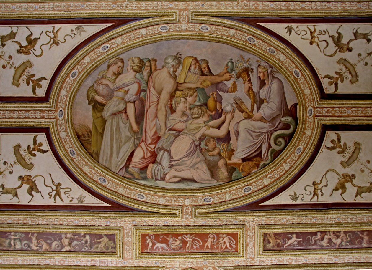O mito de Ceres, detalhe do teto Altoviti, 1553 afresco de Giorgio Vasari