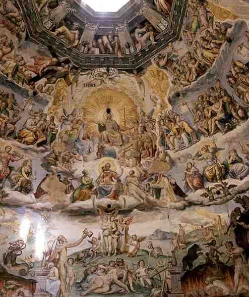 O Juízo Final, detalhe da cúpula do Duomo de Giorgio and Zuccari Federico  Vasari
