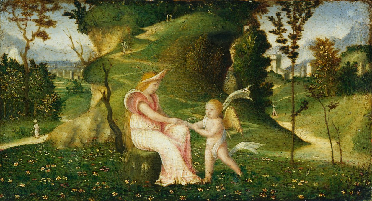 Vênus e Cupido em uma paisagem, c.15051515 de Giorgione da Castelfranco