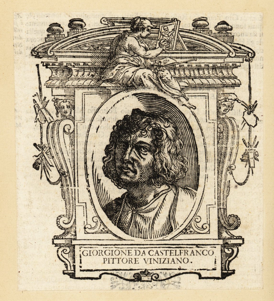 Retrato de Giorgione, pintor italiano da escola veneziana durante o Alto Renascimento de Veneza, cerca de 1477-1510 de after Giorgione