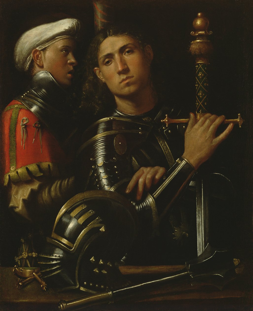 Um guerreiro e seu latifundiário de Giorgione da Castelfranco