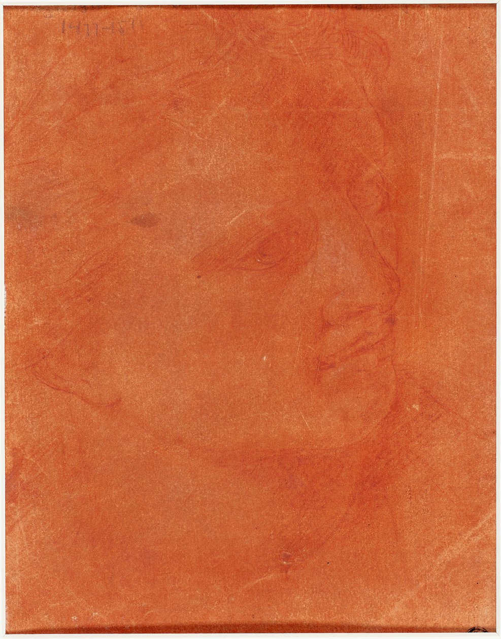 Chefe em Perfil de Três Quartos (reto); Jovem em pé apontando para a esquerda e esboços de pés, braço (verso) de Giorgione