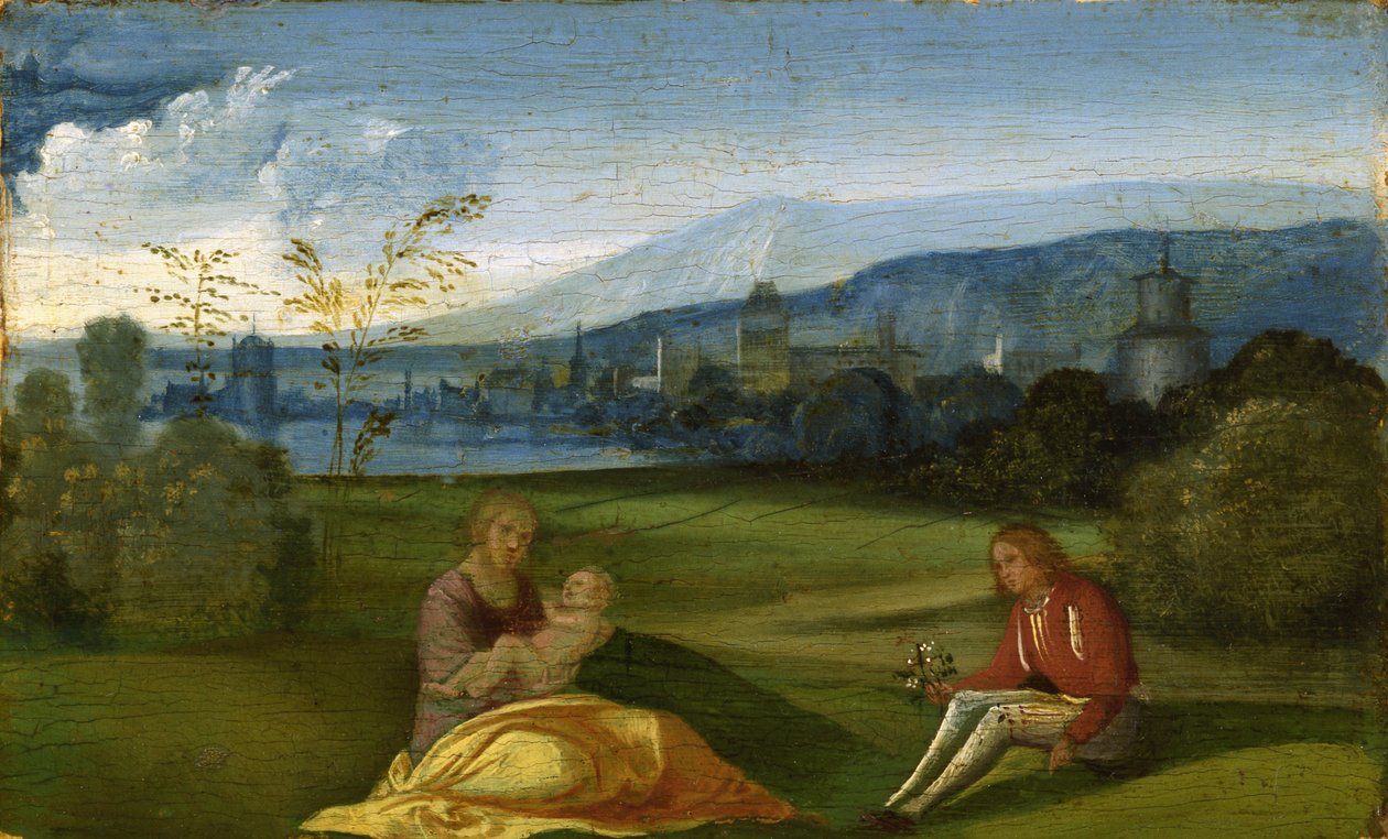 Paisagem pastoral idílica, final do século XV de Giorgione da Castelfranco