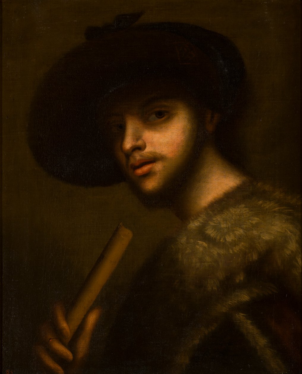 Retrato de um homem com um tubo ou flauta, c.1497-1510 (óleo sobre tela) de Giorgione
