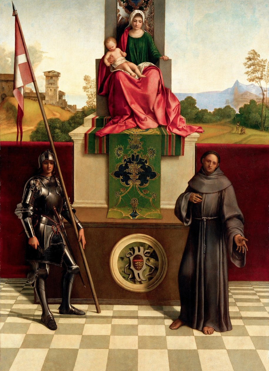 Madonna e criança entre santos Francis e Nicasius Castelfranco Madonna, ca 1503-1504. de Giorgione da Castelfranco
