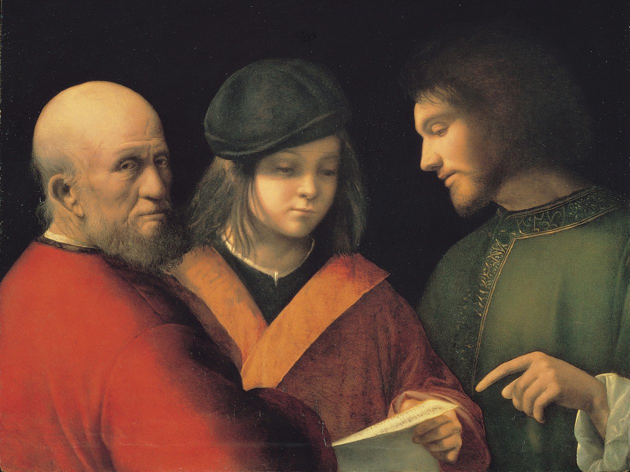 As três idades do homem lendo uma música, c. 1501 de Giorgione da Castelfranco
