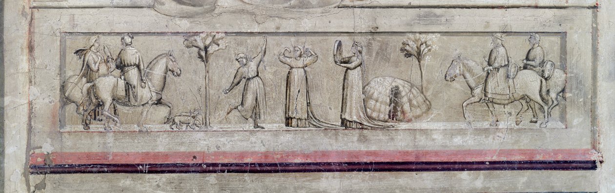 Alegoria da Justiça, detalhe do friso, c.1305 detalhe afresco de 102748 de Giotto di Bondone