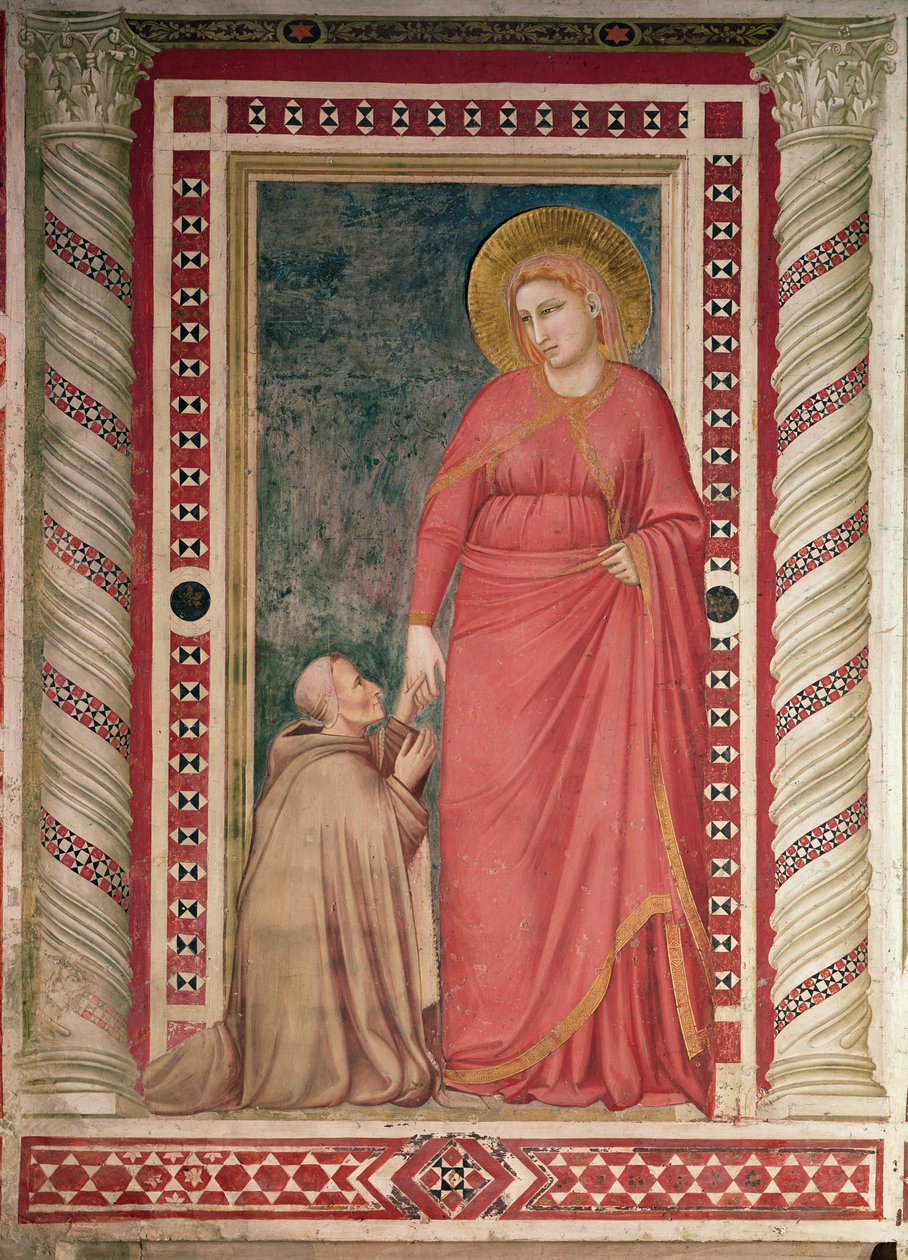 Bispo Pontano ajoelhado diante de Santa Maria Madalena, Madalena Chapel, c.1320 de Giotto di Bondone