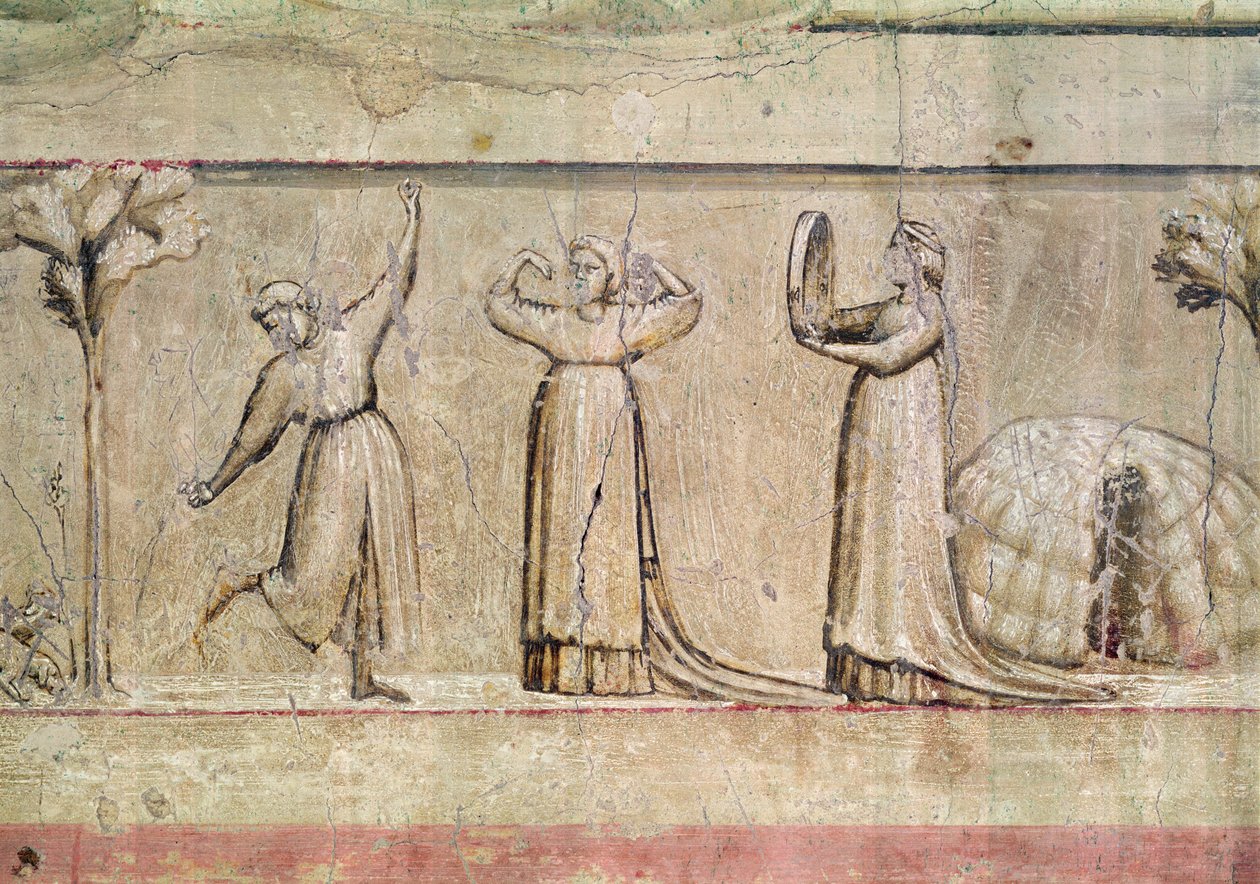 Justiça, detalhe dos dançarinos, 1303-05 (ver também 102748) de Giotto di Bondone