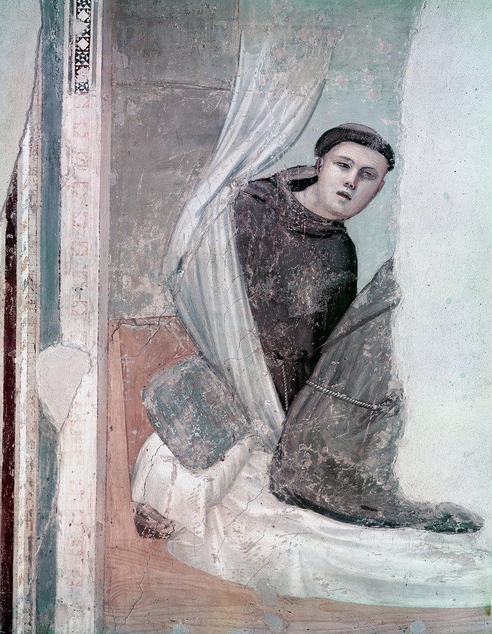 Monge, detalhe do ciclo Vida de São Francisco, Capela Bardi, c.1340 de Giotto di Bondone