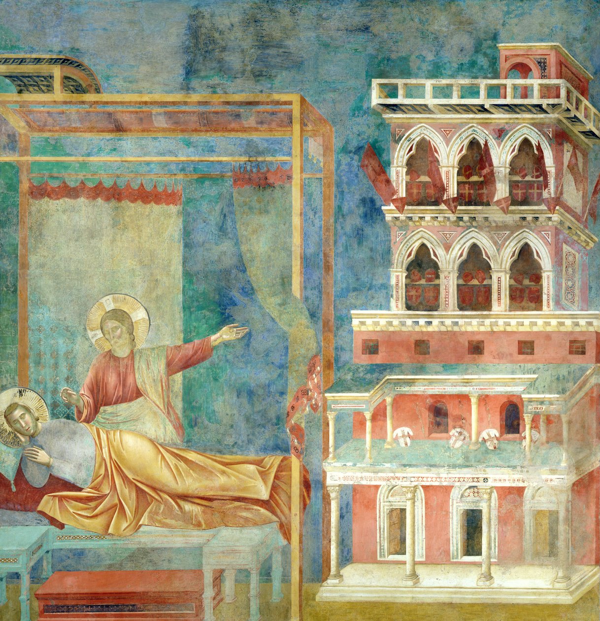 São Francisco Sonha com um Palácio cheio de armas, 1297-99 de Giotto di Bondone