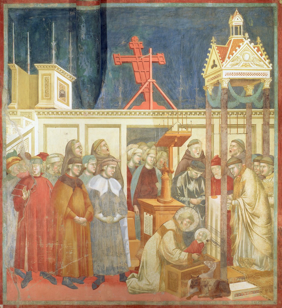 São Francisco de Assis Preparando o Presépio de Natal em Grecchio, 1296-97 de Giotto di Bondone