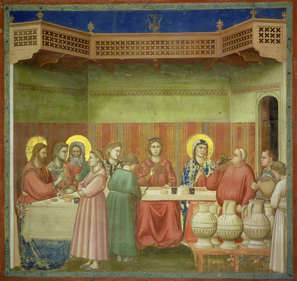 A festa do casamento em Caná, c.1305 (para detalhes ver 102732) de Giotto di Bondone