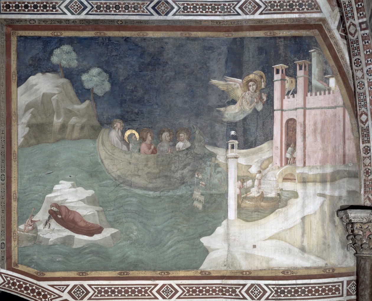 A chegada milagrosa de Lázaro e suas irmãs em Marselha, 1320 de Giotto di Bondone