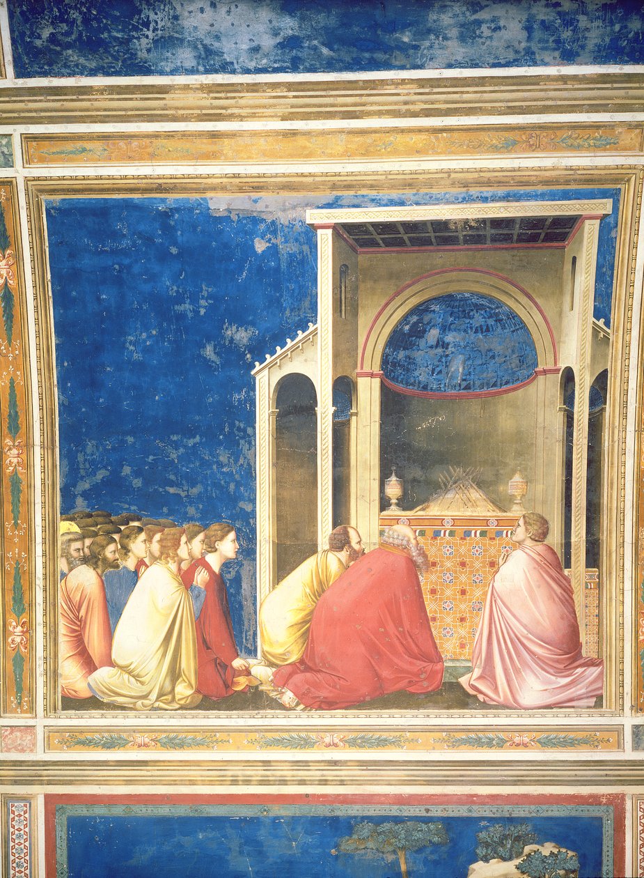 Os Suplicadores da Virgem Orando diante dos Bastões no Templo, c.1305 (para detalhes ver 67132) de Giotto di Bondone