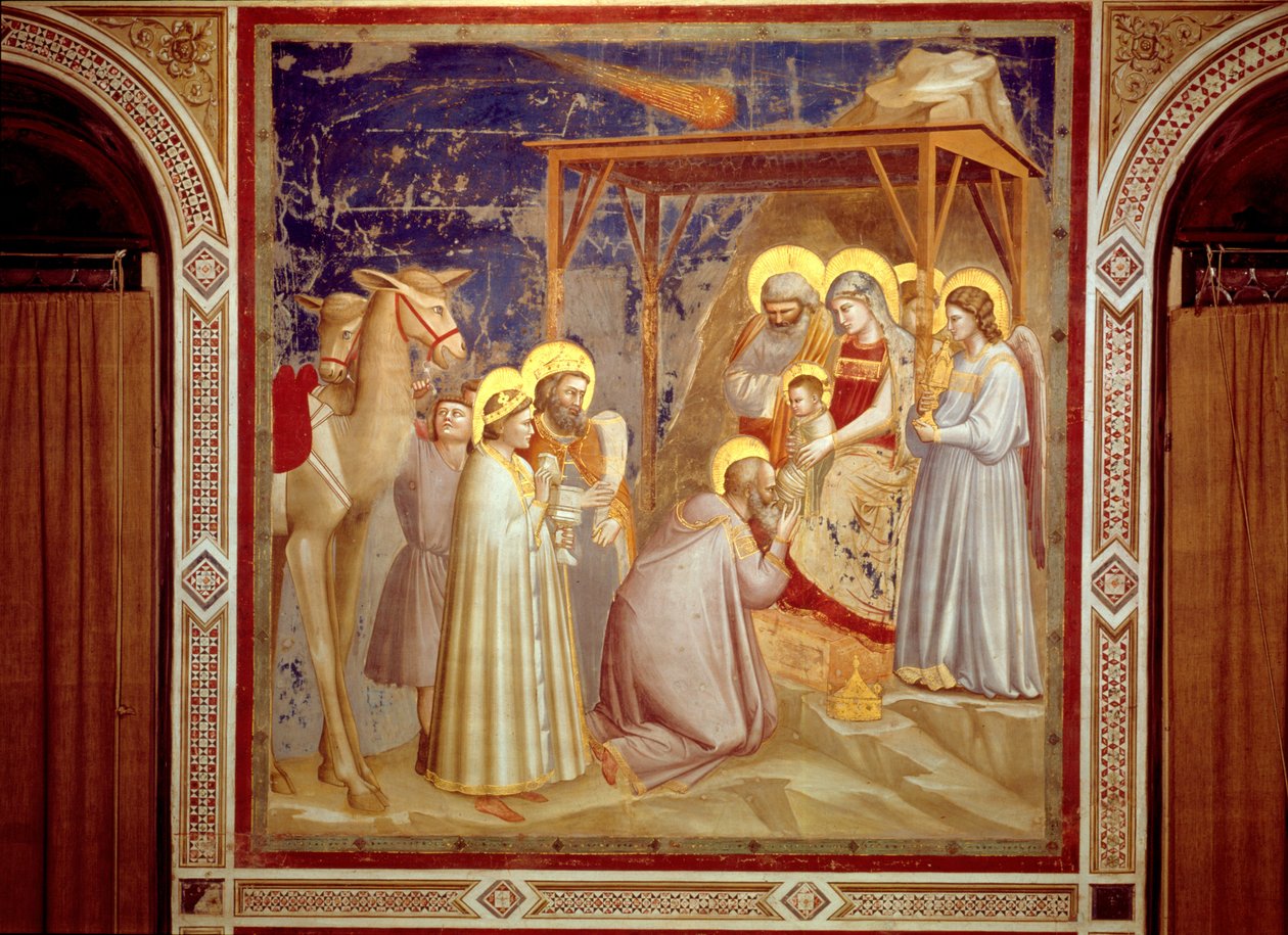 Adoração dos Reis Magos, Capela dos Scrovegni, Pádua, c.1305 (fresco) de Giotto (c.1266 1337)