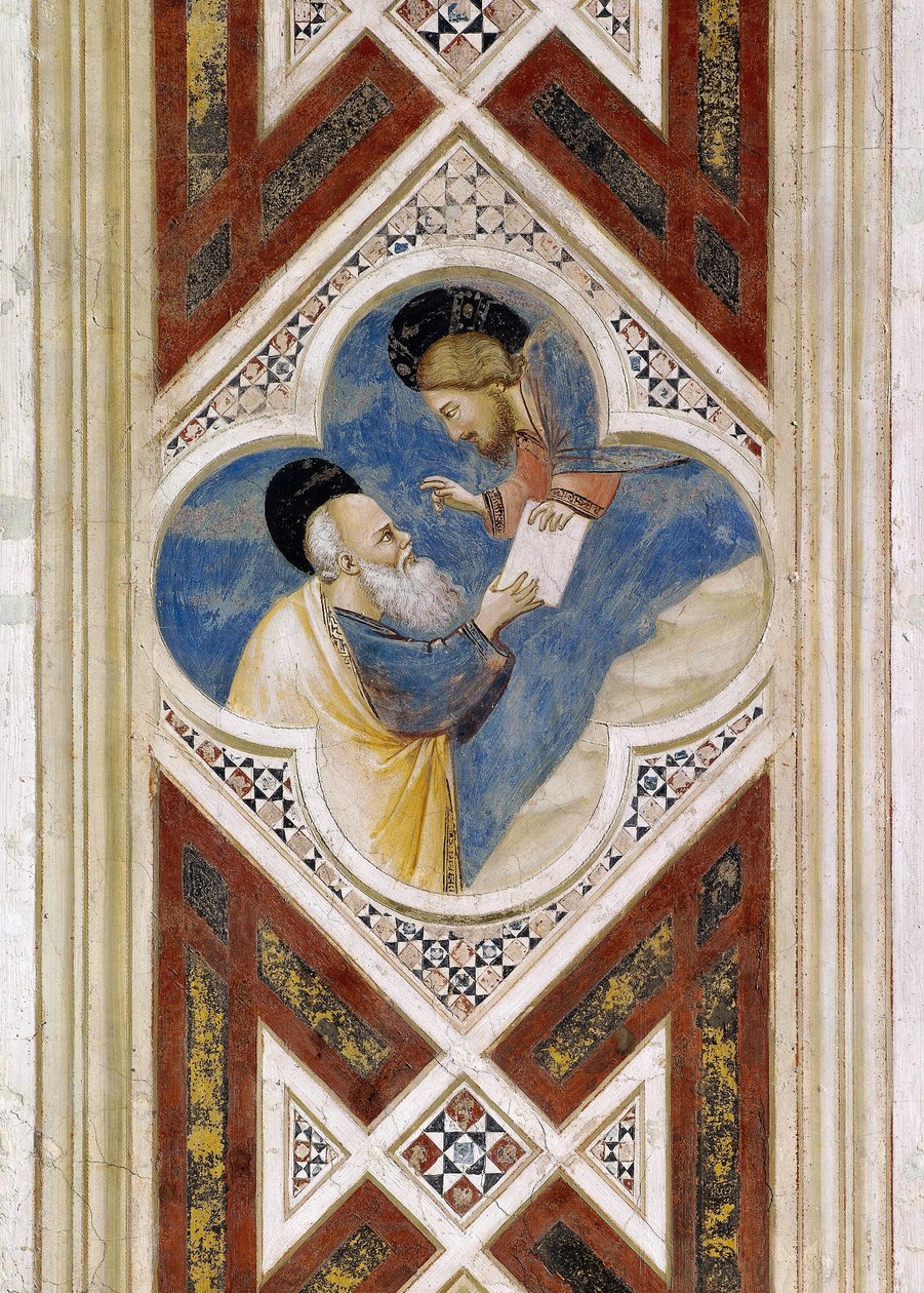 Deus ordena a Ezequiel que coma pergaminho e depois relate seu conteúdo ao povo de Israel, Detalhe dos afrescos, de Giotto de Giotto (c.1266 1337)