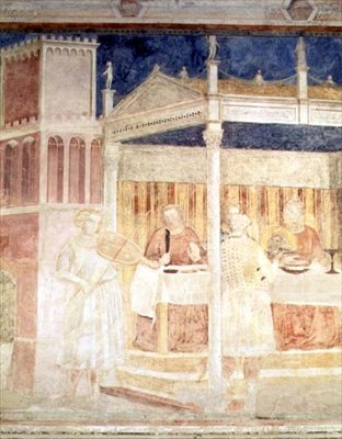 Banquete de Herodes, detalhe do violinista, da capela Peruzzi (fresco) (detalhe de 63332) de Giotto (c.1266 1337)