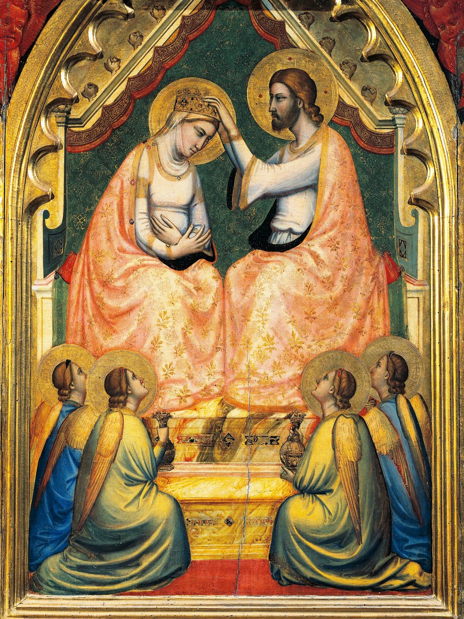 Itália, Florença, Basílica da Santa Cruz, Capela de Bandini Baroncelli, Coroação da Virgem, de Giotto (1267-1337), fresco, Detalhe de Giotto (c.1266 1337)