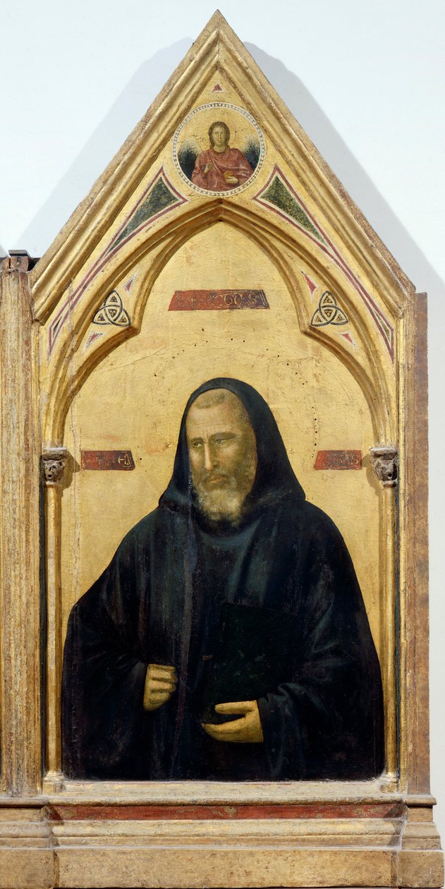 São Bento, detalhe de Badia Polyptych, cerca de 1300, de Giotto (1267-1337), tempera no painel, 91x334 cm de Giotto (c.1266 1337)