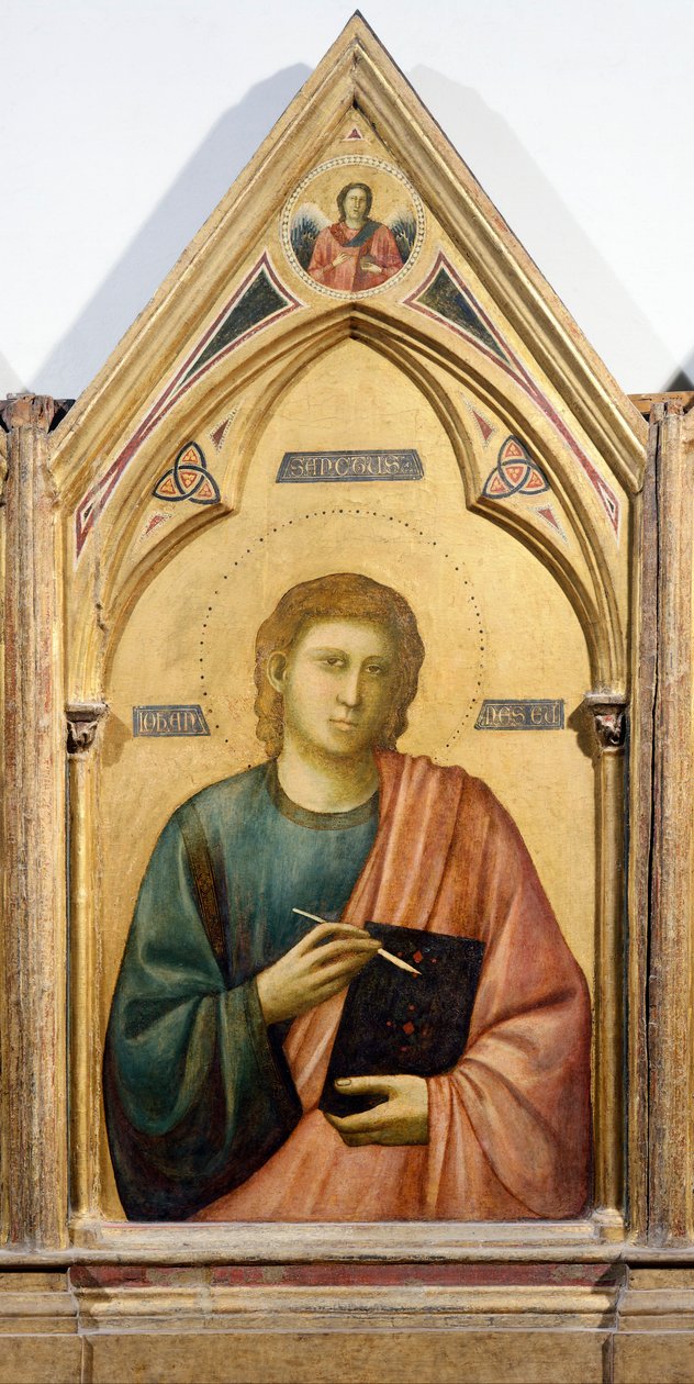 São João Evangelista, detalhe de Badia Polyptych, cerca de 1300, de Giotto (1267-1337), tempera no painel, 91x334 cm de Giotto (c.1266 1337)