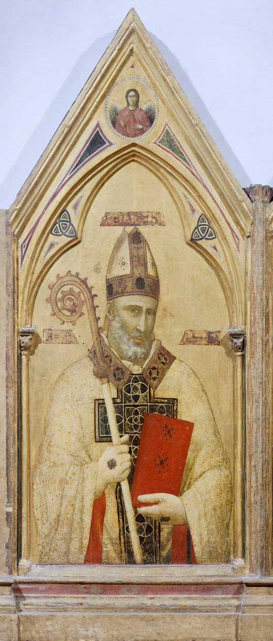 São Nicolau de Bari, detalhe de Badia Polyptych, cerca de 1300, de Giotto (1267-1337), tempera no painel, 91x334 cm de Giotto (c.1266 1337)