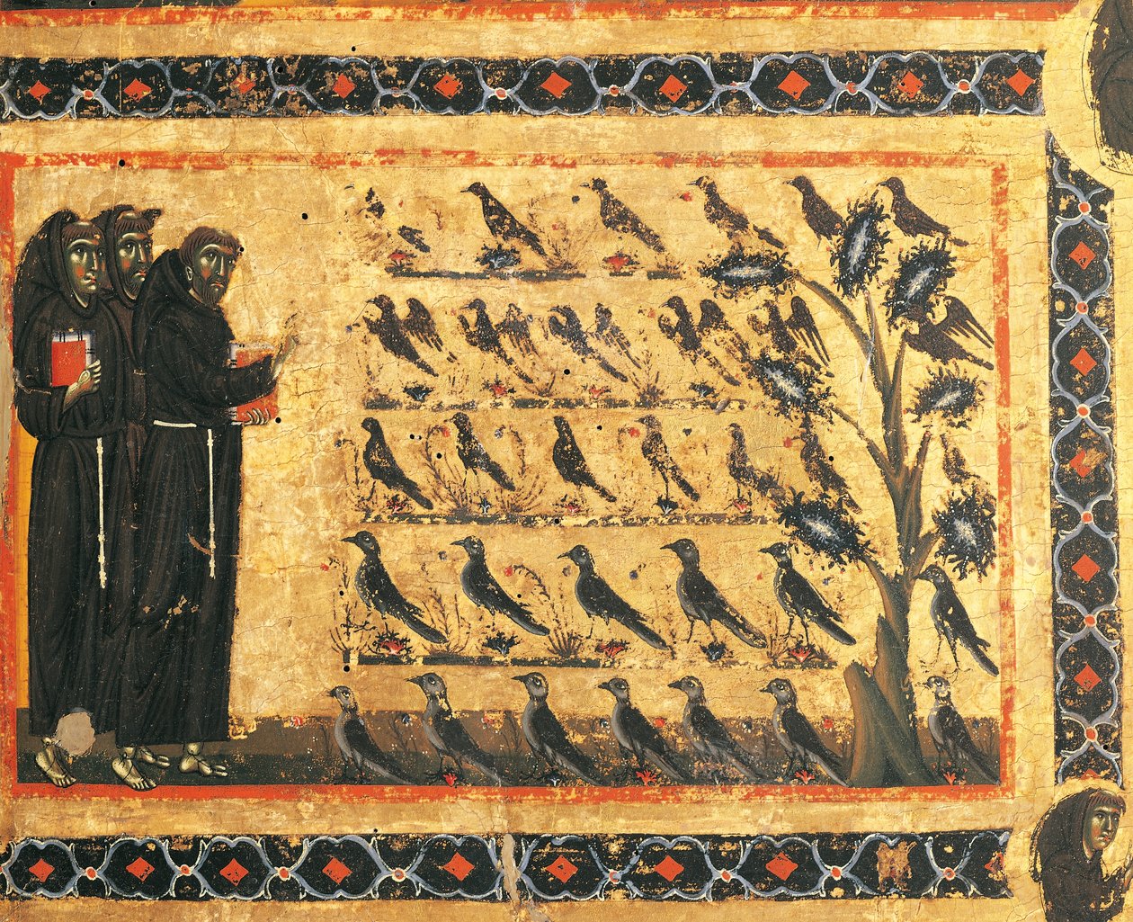 Histórias de São Francisco: São Francisco pregando às aves, afresco de Giotto (1267-1337), ca. 1325. Capela Bardi de Vernio, Basílica de Santa Croce, Florença. Itália de Giotto (c.1266 1337)