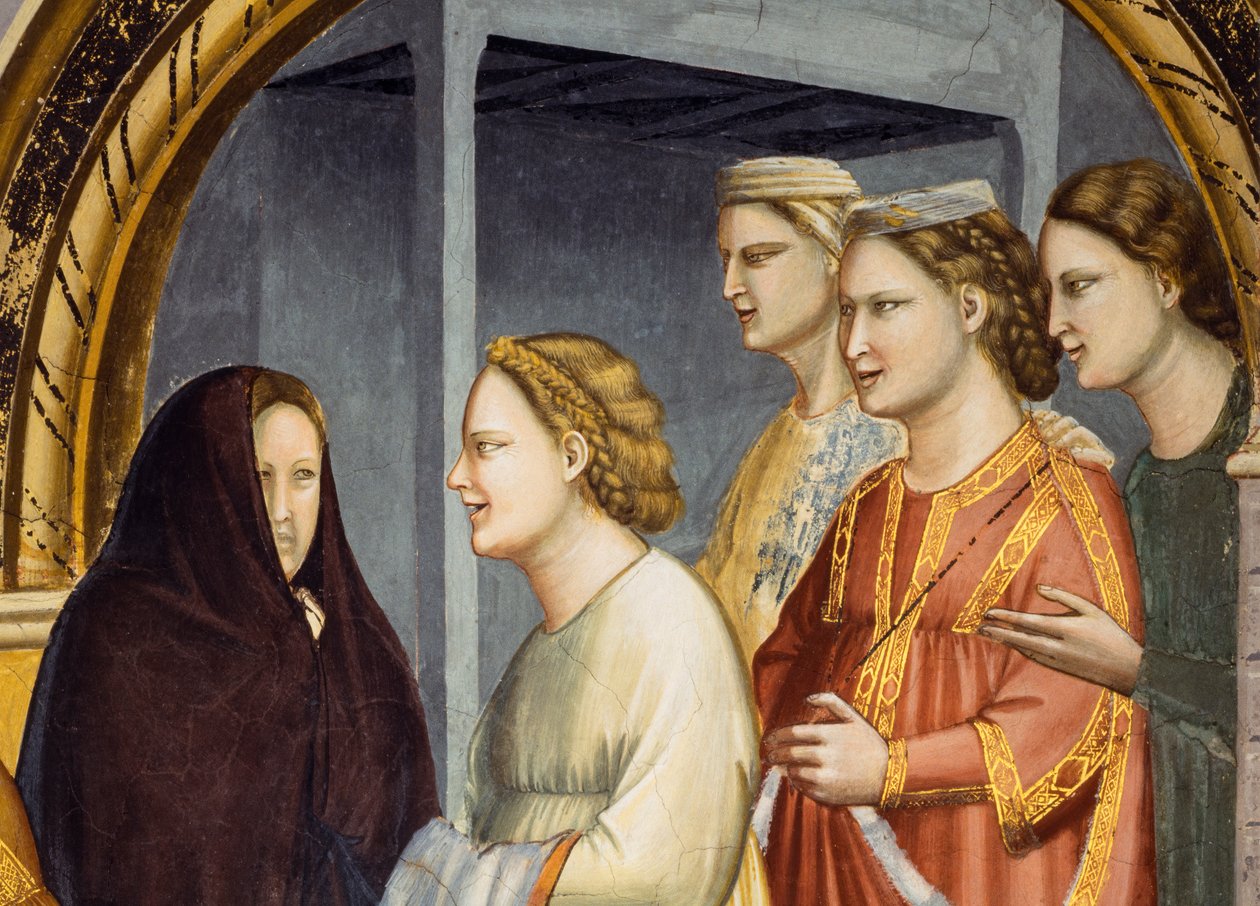 O Encontro na Porta Dourada, c.1305 (fresco) Porta de Jerusalém, pormenor, c.1305 (fresco) de Giotto (c.1266 1337)