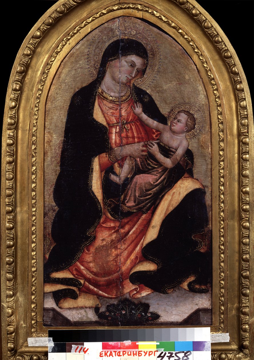 "" Virgem e Criança "" (Virgem e criança). Pintura de Giotto di Bondone (1267-1337). Cinomose na madeira. Museu Nacional de Belas Artes, Yekaterinburg (ou Yekaterinburg). Rússia de Giotto (c.1266 1337)