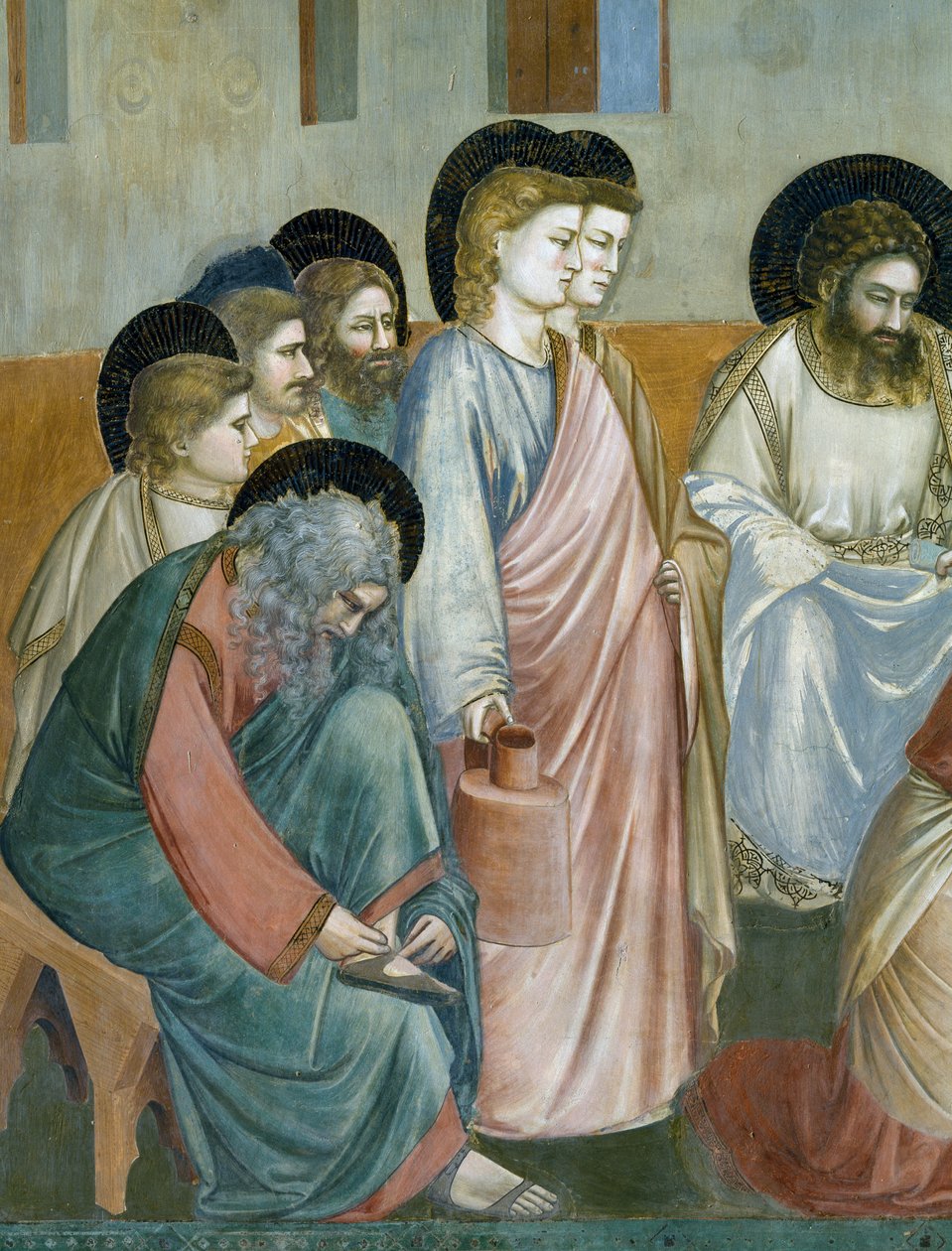 Lavagem dos pés, Detalhe da Vida e Paixão de Cristo, por Giotto de Giotto (c.1266 1337)