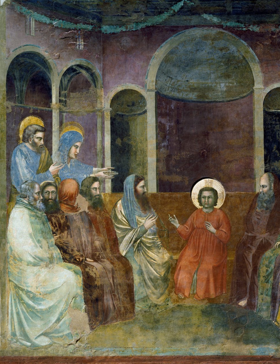 Jesus no Templo entre os Médicos, Detalhe da Vida e Paixão de Cristo, de Giotto de Giotto (c.1266 1337)