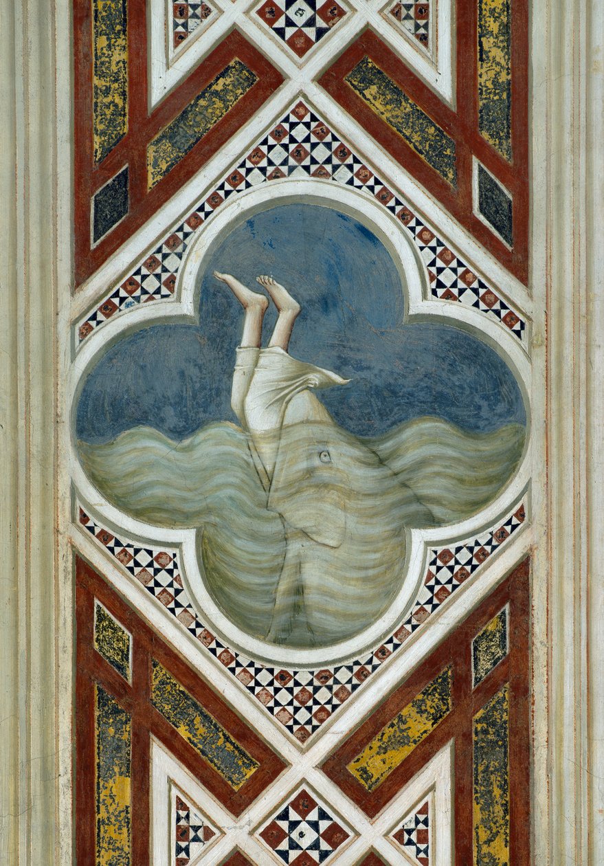 Jonas engolido pela baleia, Detalhe da Vida e Paixão de Cristo, por Giotto de Giotto (c.1266 1337)