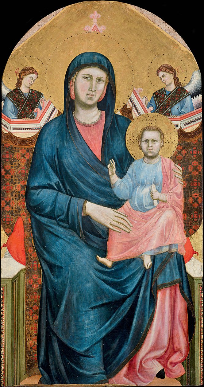 Madonna e Child Enthroned with Two Angels par Giotto di Bondone (1266-1377). Tempera no painel, c. 1288, Museo Diocesano di Santo Stefano, Florença de Giotto (c.1266 1337)