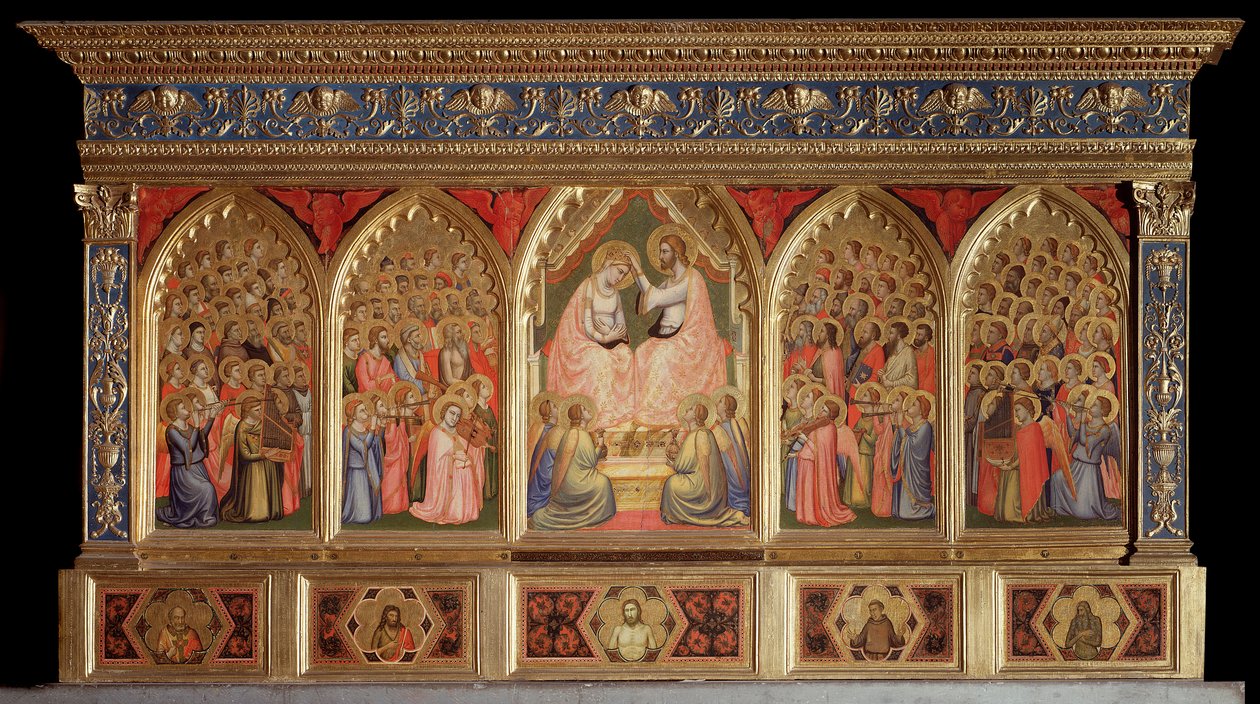 Polyptych Baroncelli: a Coroação da Virgem (Tempera sobre madeira de Giotto (c.1266 1337)