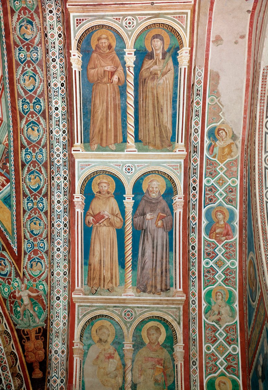 Representação dos Santos Francisco de Assis, Santa Claire, São Bento e Santo Antônio de Pádua (Fresco de Giotto (c.1266 1337)