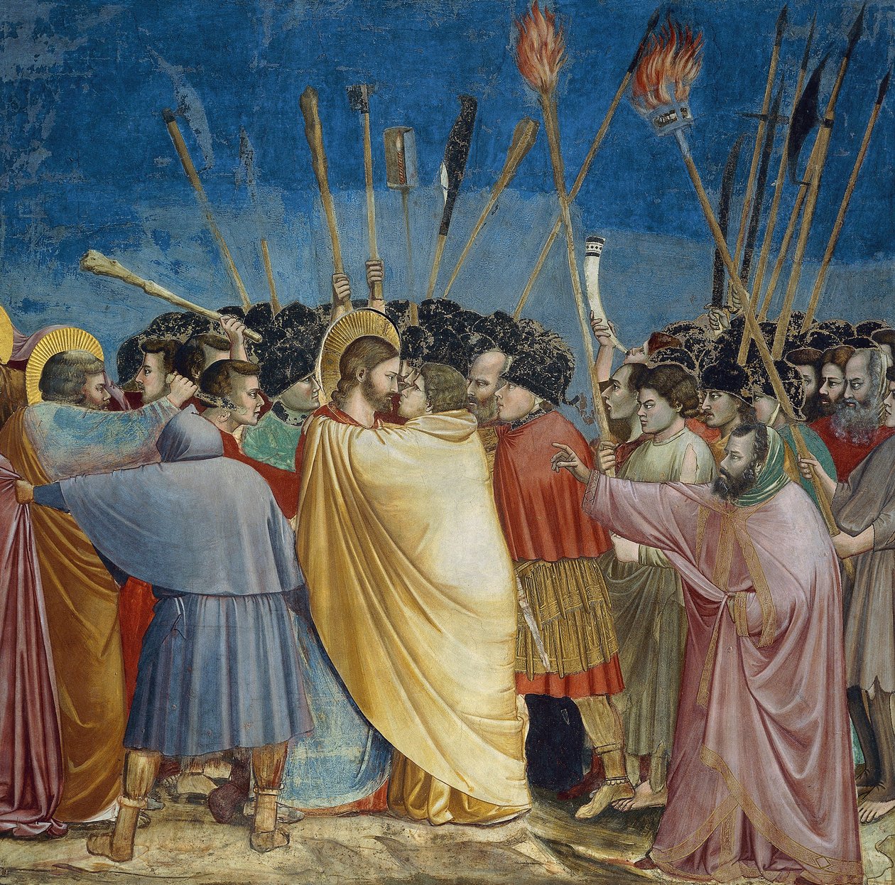 A Traição de Cristo, detalhe do beijo, c.1305 (fresco) de Giotto (c.1266 1337)