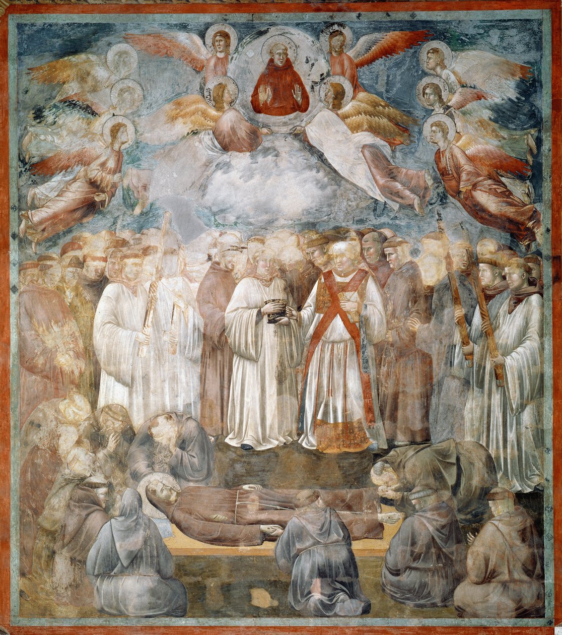 O funeral de São Francisco de Assis e a verificação dos estigmas - Fresco de Giotto (c.1266 1337)