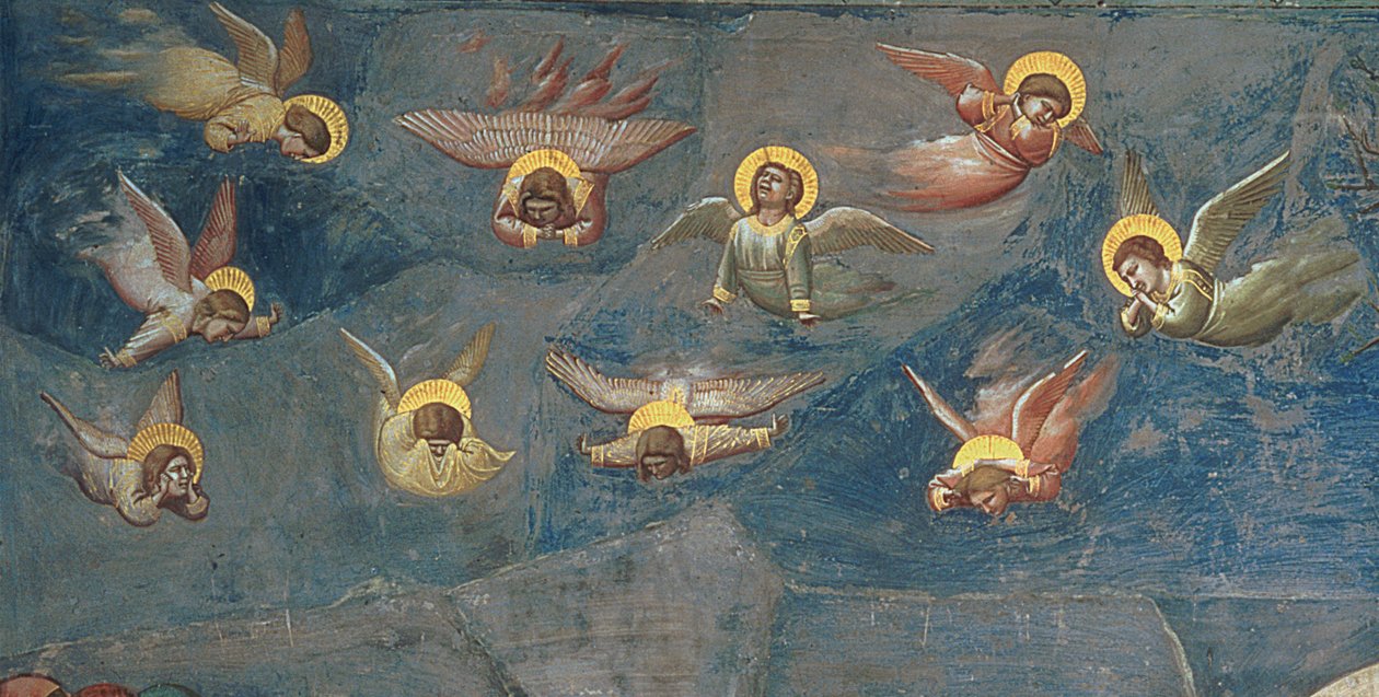 Detalhe de putti do lamento de Cristo, c.1305 de Giotto di Bondone