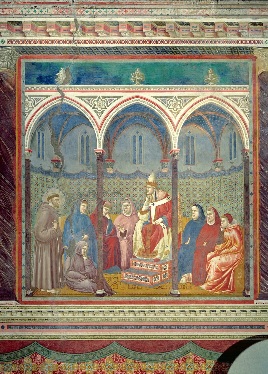 São Francisco Pregando um Sermão ao Papa Honório III, 1297-99 de Giotto di Bondone
