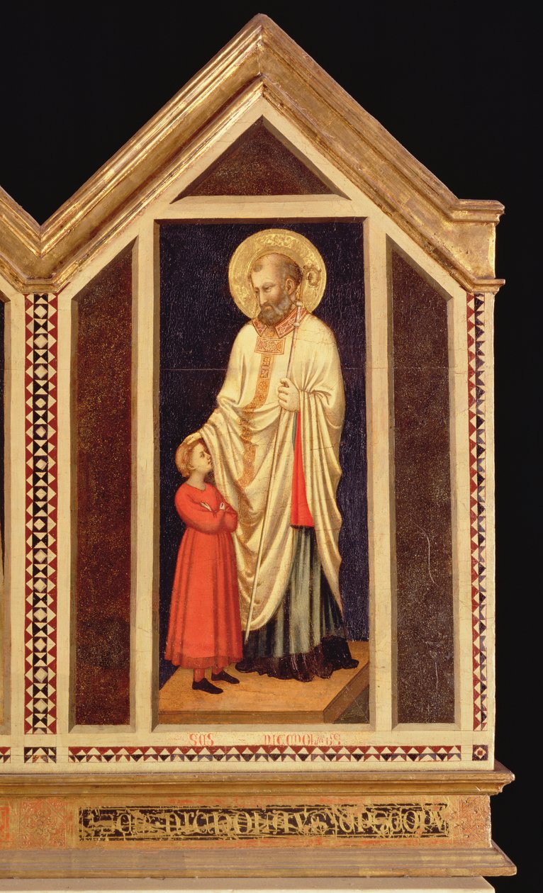 São Nicolau, do detalhe reverso do painel direito do St. Reparata Polyptych de 66558, ver também 66564-66567 de Giotto di Bondone